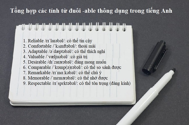 Các tính từ đuôi -able trong tiếng Anh