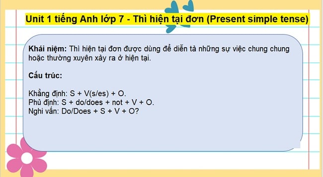 Ngữ pháp tiếng anh 7 Unit 1